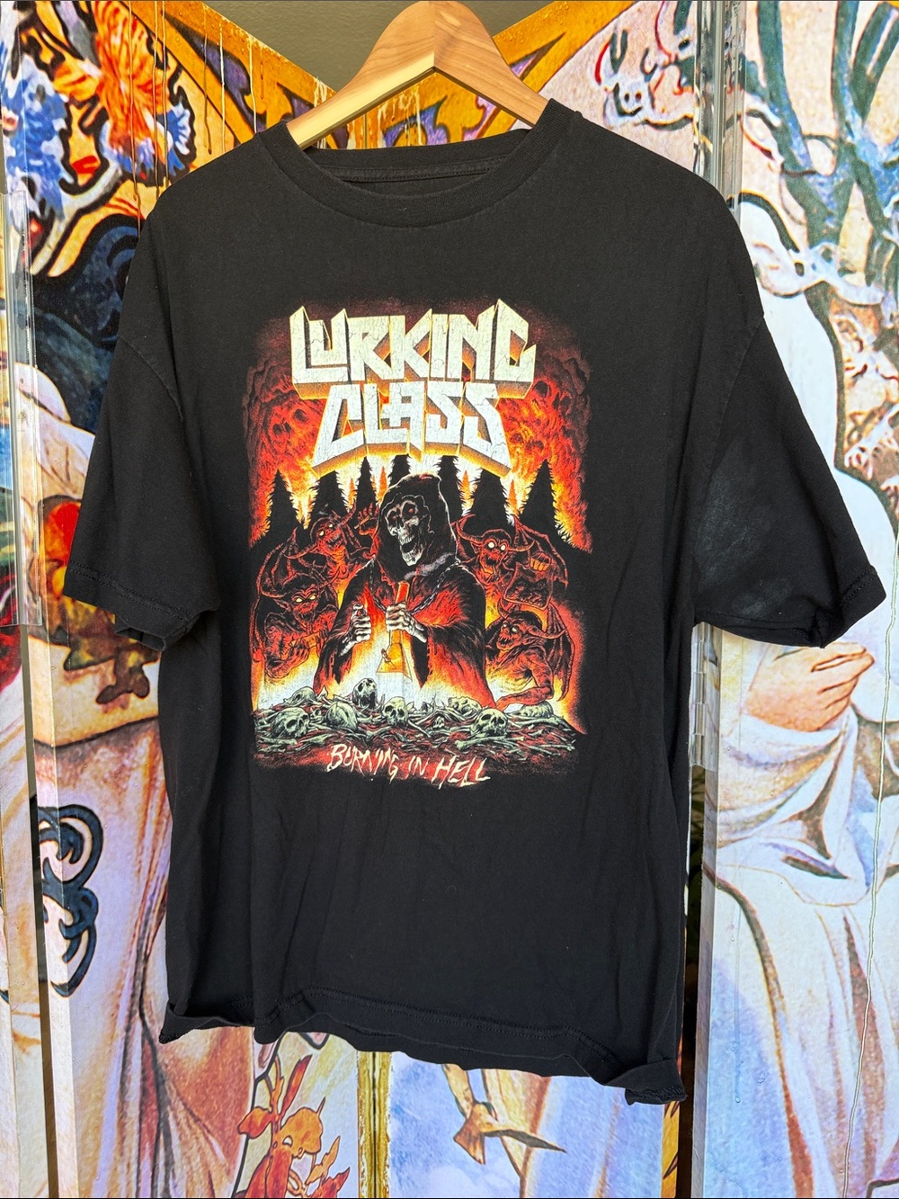 Lurking Class “burning in hell” Black Tee  Design